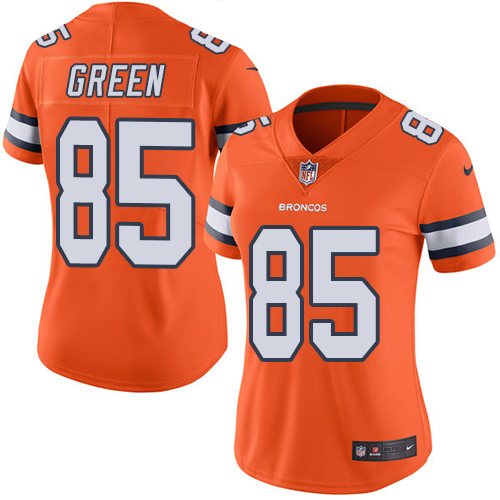 Women's Elite Virgil Green Nike Jersey Orange - #85 Rush NFL Denver Broncos